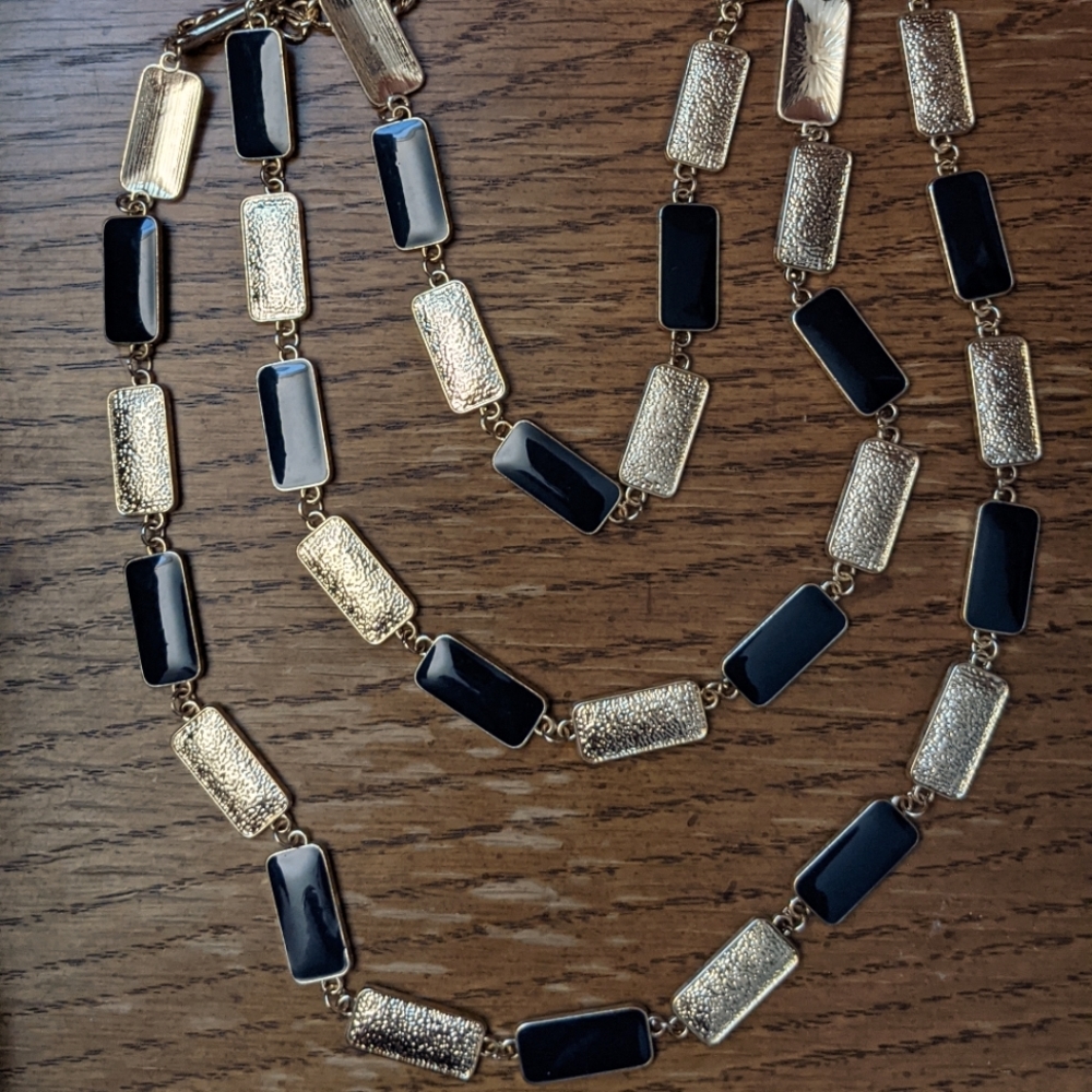 Blue and gold 3 tier necklace